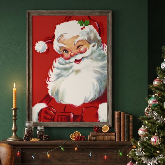 Oud Kerstmis, vrolijke knipogende kerstman Poster