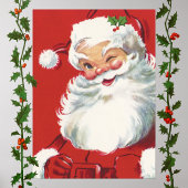 Oud Kerstmis, vrolijke knipogende kerstman Poster
