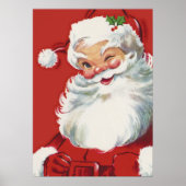 Oud Kerstmis, vrolijke knipogende kerstman Poster (Voorkant)