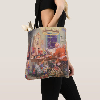 Oud Kerstmis, Werkplaats van de Kerstman met Elfen Tote Bag