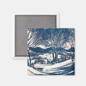 Oud Kerstmis, Winter Besneeuwde Berg Landschap Magneet (Voorkant / Achterkant)