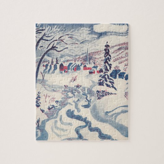 Oud Kerstmis, Winterdorp Sneeuwlandschap Sneeuw Legpuzzel (Verticaal)
