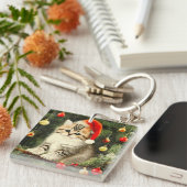 Oud Kerstmiskitten Sleutelhanger (Voorkant Rechts)