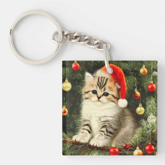 Oud Kerstmiskitten Sleutelhanger (voorkant)
