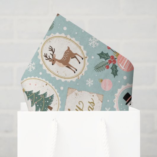 Oud Kerstmispatroon Inpakpapier Tissuepapier (Cadeauzakje)