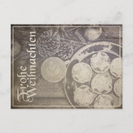 Oud kerstmotief met koekjes en koffie feestdagenkaart