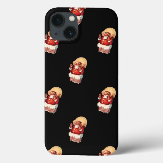 Oud kerstpatroon, jolige kerstman Case-Mate iPhone case (Achterkant)