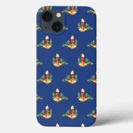Oud Kerstpatroon, Kaarsen en Hulst iPhone 13 Hoesje