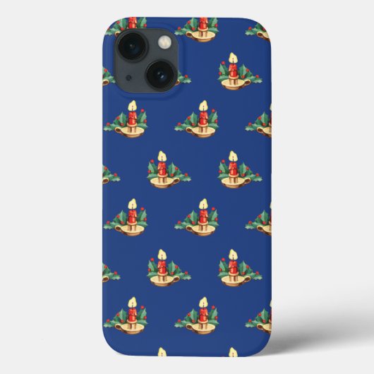 Oud kerstpatroon, kaarsen en hulst Case-Mate iPhone case (Achterkant)