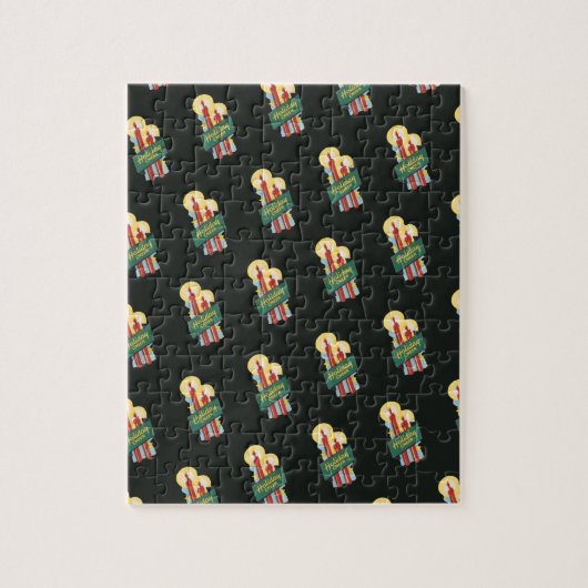 Oud kerstpatroon, kaarsen kerstvreugde legpuzzel (Verticaal)