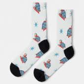 Oud kerstpatroon, kind dat sleept in de sneeuw sokken (Links)