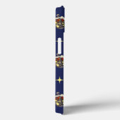 Oud kerstpatroon met een lantaarn op een blauwe ac Case-Mate iPhone case (Achterkant / Rechts)