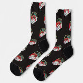 Oud kerstpatroon met ingepakte cadeaus sokken (Links)