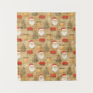 Oud kerstpatroon met kerstman wandkleed