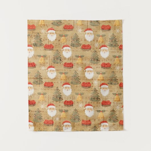 Oud kerstpatroon met kerstman wandkleed (Voorkant)