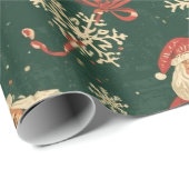 Oud Kerstpatroon op Groen Cadeaupapier (Rol Hoek)