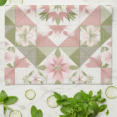 Oud kerstquilt bloempatroon theedoek (Gevouwen)