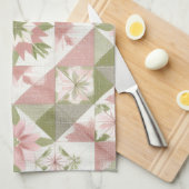 Oud kerstquilt bloempatroon theedoek (Quarter Fold)