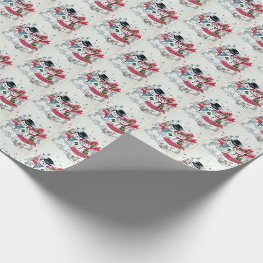 oud kerstsneeuwstel cadeaupapier (Hoek)