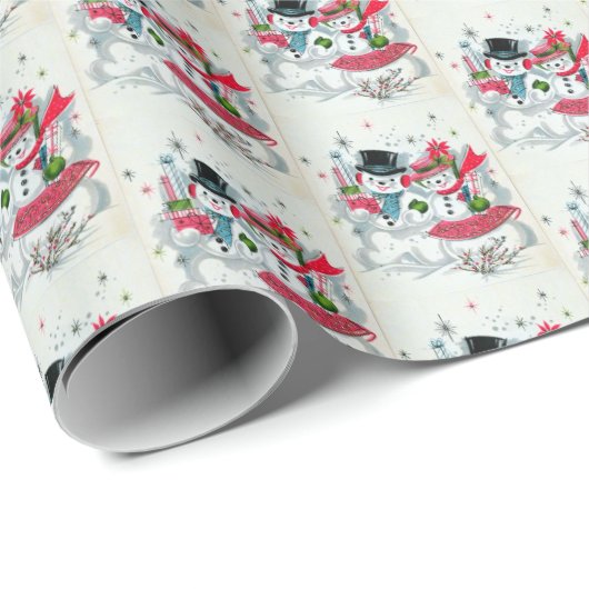 oud kerstsneeuwstel cadeaupapier (Rol Hoek)