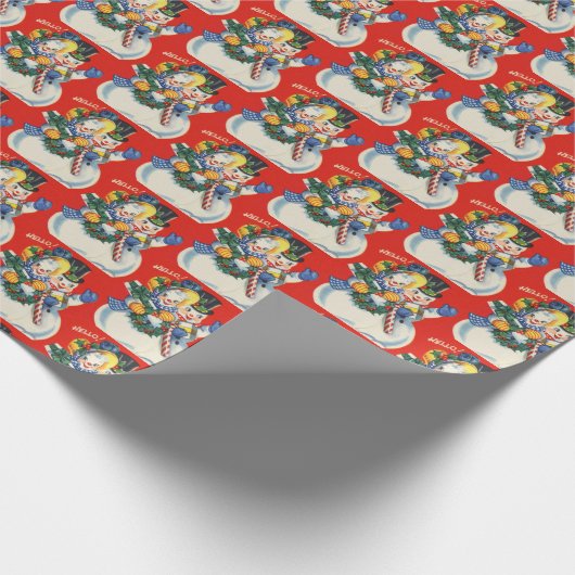 oud kerstsneeuwstel cadeaupapier (Hoek)