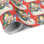 oud kerstsneeuwstel cadeaupapier (Rol Hoek)