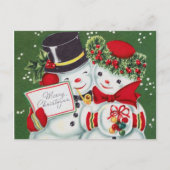 oud kerstsneeuwstel feestdagenkaart (Voorkant)