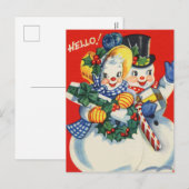 oud kerstsneeuwstel feestdagenkaart (Voorkant / Achterkant)