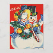 oud kerstsneeuwstel feestdagenkaart (Voorkant)