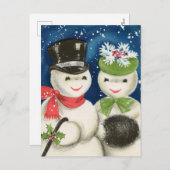 oud kerstsneeuwstel feestdagenkaart (Voorkant / Achterkant)