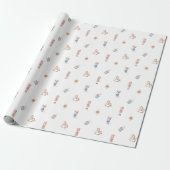 Oud kerstspeelgoedpatroon cadeaupapier (Uitgerold)