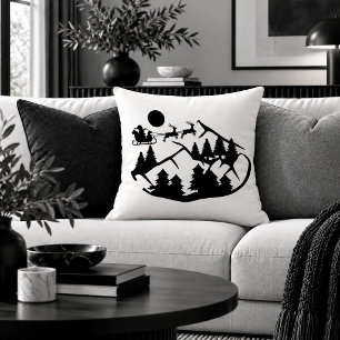 Oud kersttafereel monochroom decoratieve kussen