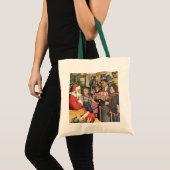 Oud kerstwens aan Santa Claus op schoot Tote Bag (Voorkant (product))