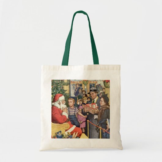 Oud kerstwens aan Santa Claus op schoot Tote Bag (Voorkant)