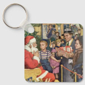 Oud kerstwens, jongen op schoot van kerstman sleutelhanger (Voorkant)
