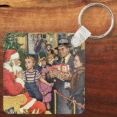 Oud kerstwens, jongen op schoot van kerstman sleutelhanger (Achterkant)
