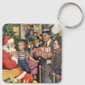 Oud kerstwens, jongen op schoot van kerstman sleutelhanger (Achterkant)