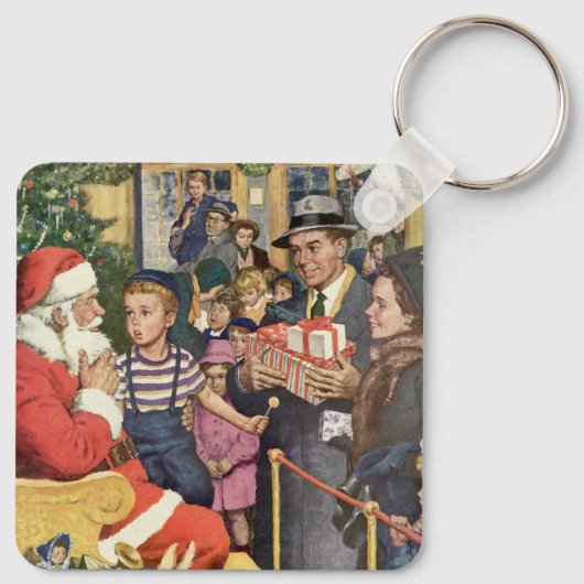 Oud kerstwens, jongen op schoot van kerstman sleutelhanger (Achterkant)