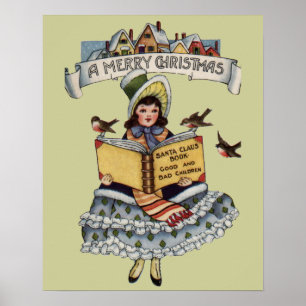 Oud kind met Sinterklaas boek Poster