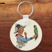 Oud kind, piraat spelend jongetje met papegaai sleutelhanger (Voorkant)