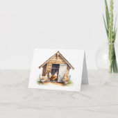 Oud Kip Coop met Kippen BLANK Kaart (Voorkant)