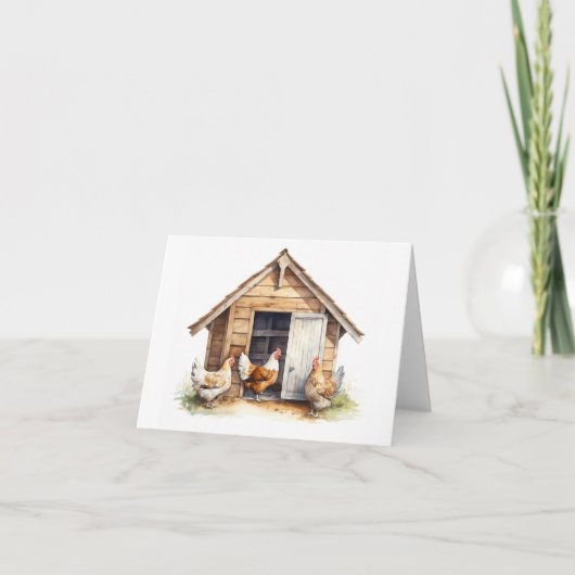 Oud Kip Coop met Kippen BLANK Kaart (Voorkant)