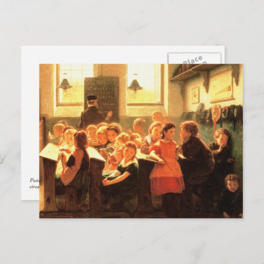 Oud Klaslokaal Scène Schilderen Fine Art Briefkaar Briefkaart (Voorkant / Achterkant)