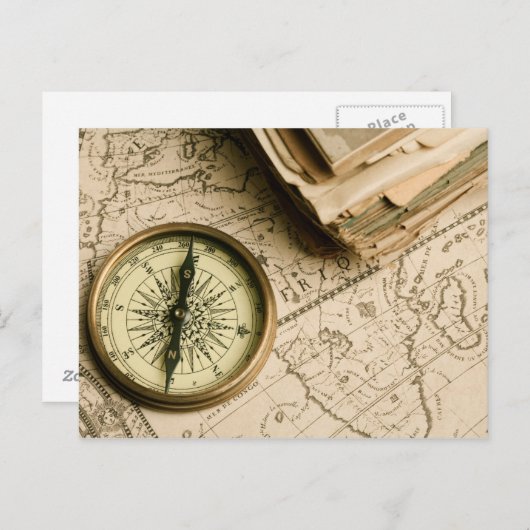 Oud Kompas over Oude Kaart (Voorkant / Achterkant)