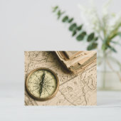 Oud Kompas over Oude Kaart (Staand voorkant)