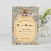  oud kompas Wereldkaart Baby shower Kaart (Staand voorkant)
