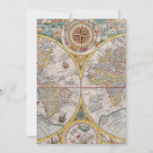  oud kompas Wereldkaart Baby shower Kaart (Achterkant)
