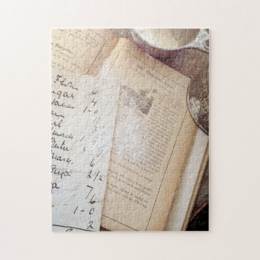 Oud kookboek en recepten legpuzzel (Verticaal)