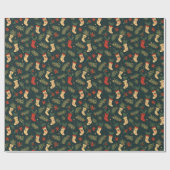 Oud Kousen Kerstvakantie Patroon Cadeaupapier (Vlak)
