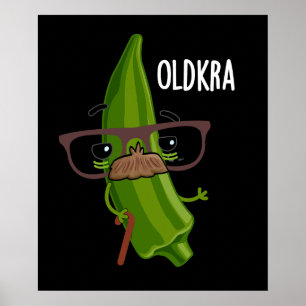 Oud-kra Grappig Okra Puns Donker BG Poster